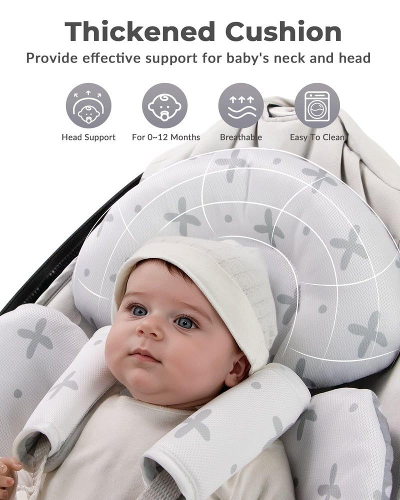 Sweetwavet Infant Insert Compatible with 4moms Mamaroo Swing and Infant Carseat, Including 3 Replacement Balls, Reversible Newborn Insert for Baby Swing, Stroller, Bouncer, Soft Fabric - Gray - Image 2